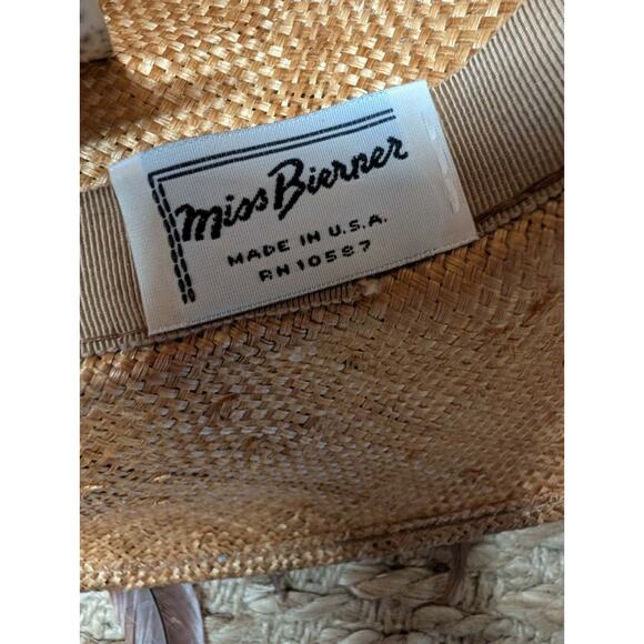 Women\'s Vintage Miss Bierner Straw Fedora Hat Brown Pheasant Feathers NWT! main image 7